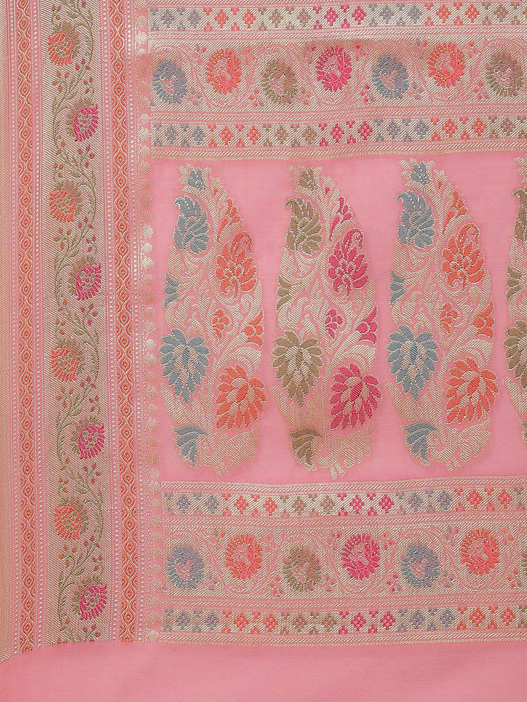 Plain Zari Border Cotton Woven Saree