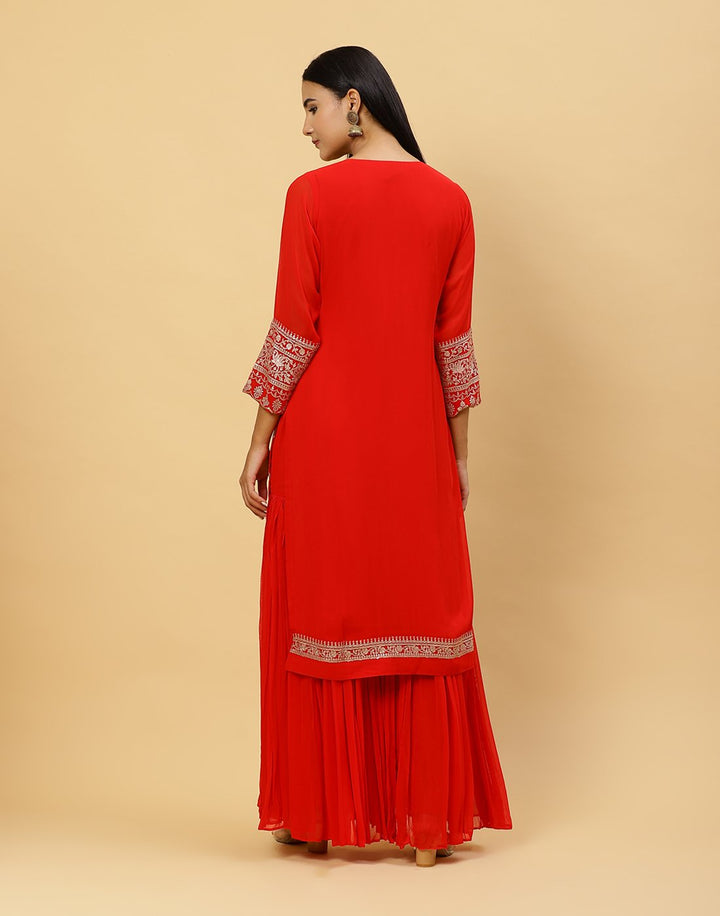 Embroidered Georgette Salwar Kameez Stitched Suit With Net Dupatta