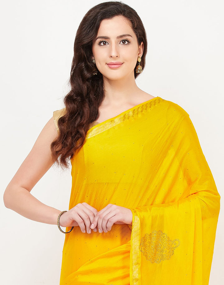 Mustard Art Crepe Saree