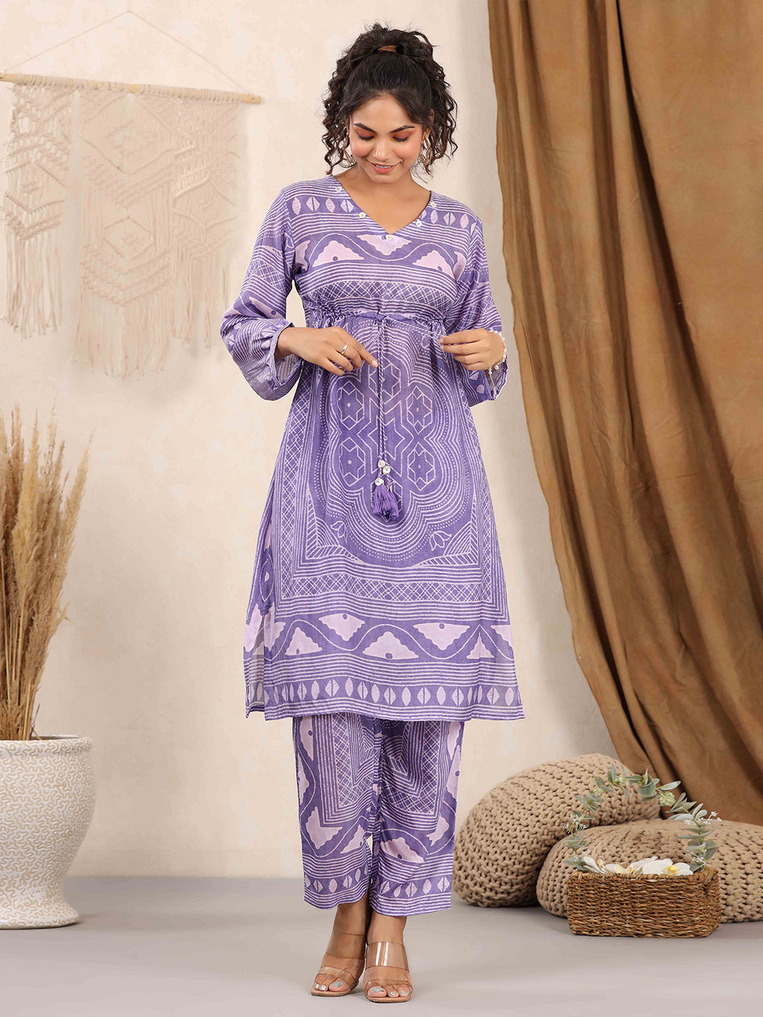 Printed Muslin Kurta With Pants