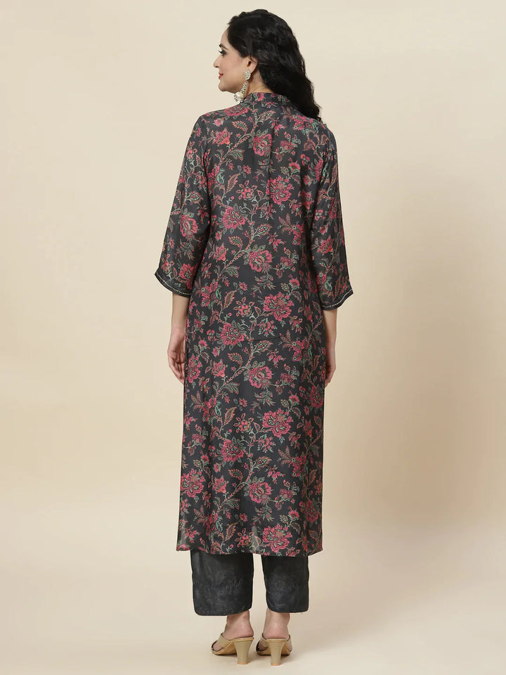 Printed Crepe Kurta With Palazzo