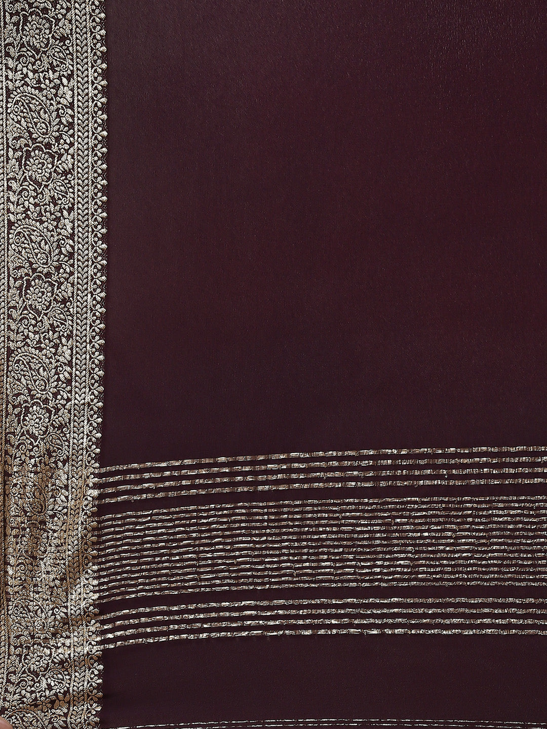 Zari Border Crepe Plain Saree