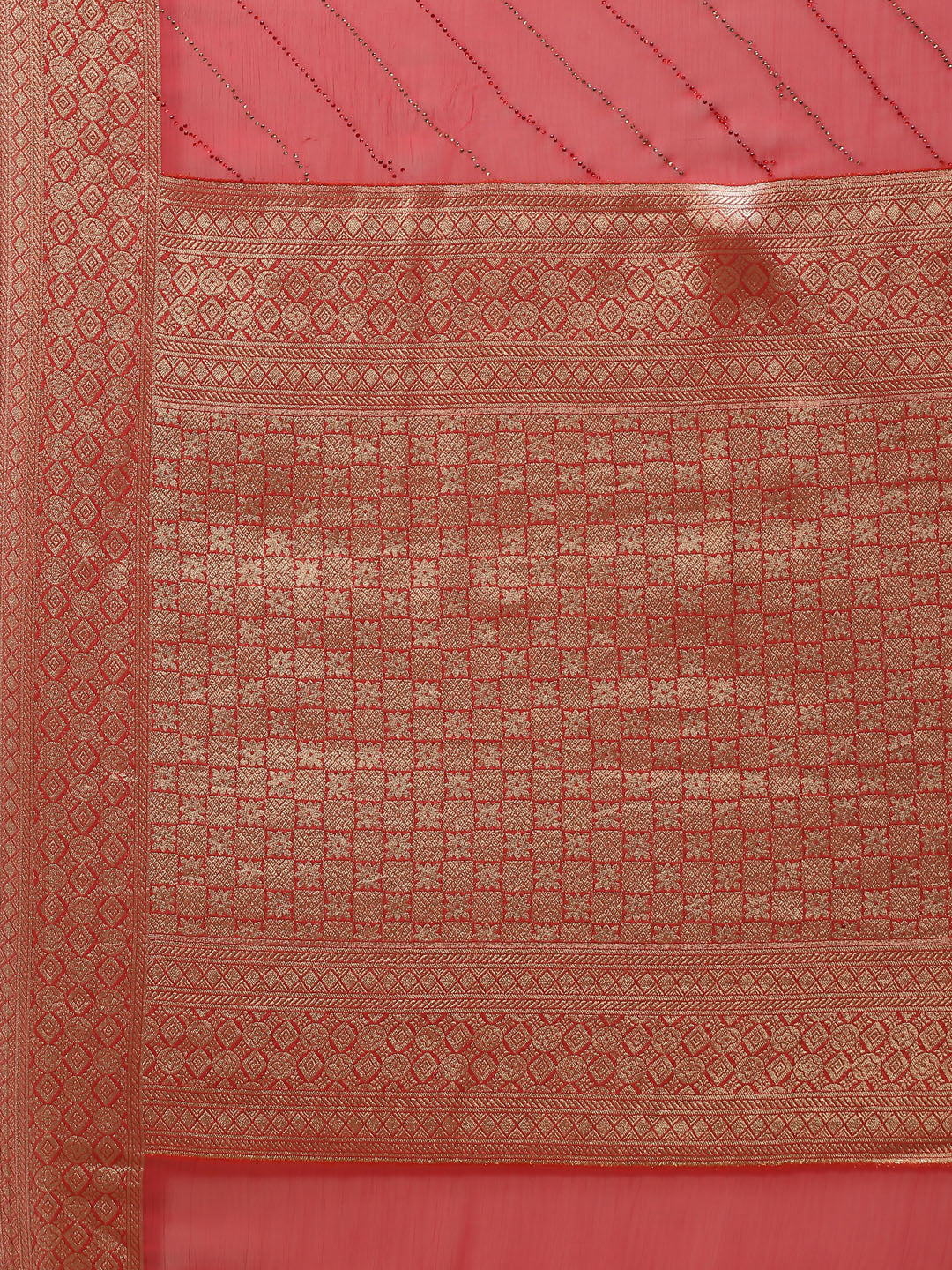 Stone Work Chiffon Plain Saree