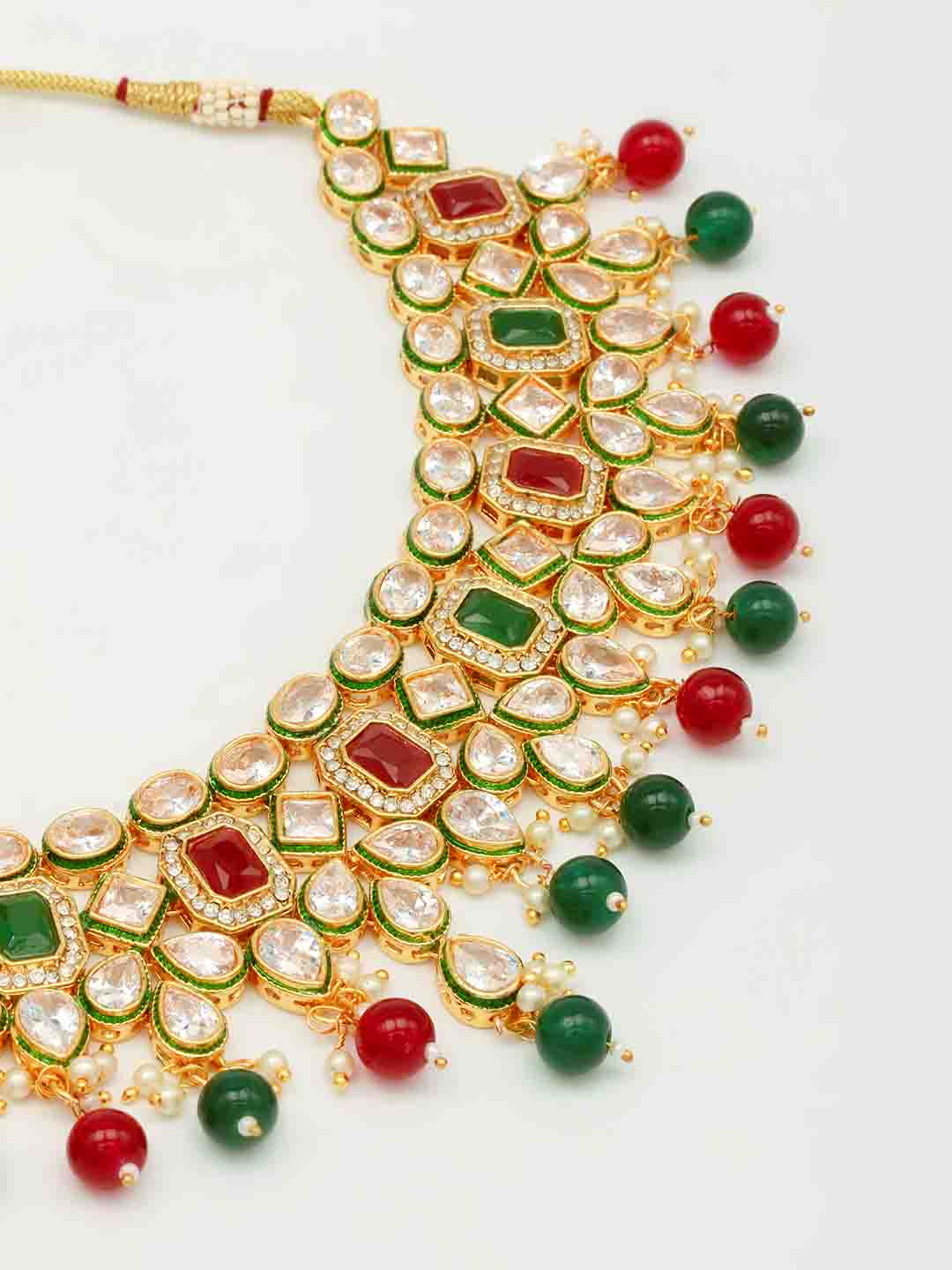 Kundan Work Necklace Set With Earring &amp; Mang Tika