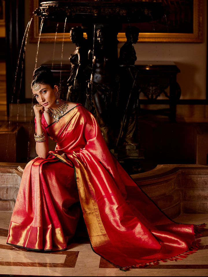 Brocade Zari Jaal Woven Handloom Kanjeevaram Saree