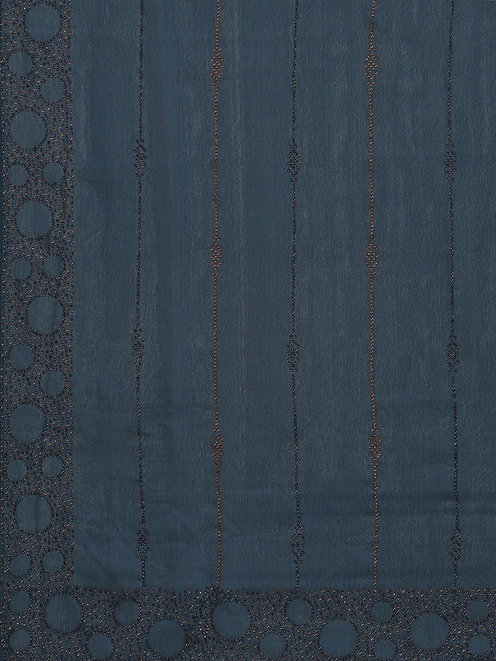 Stone Embroidered Satin Saree