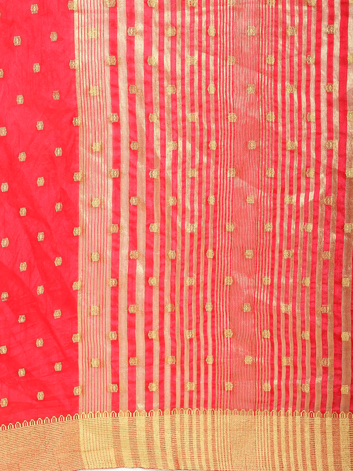Zari Border Booti Woven Handloom Saree