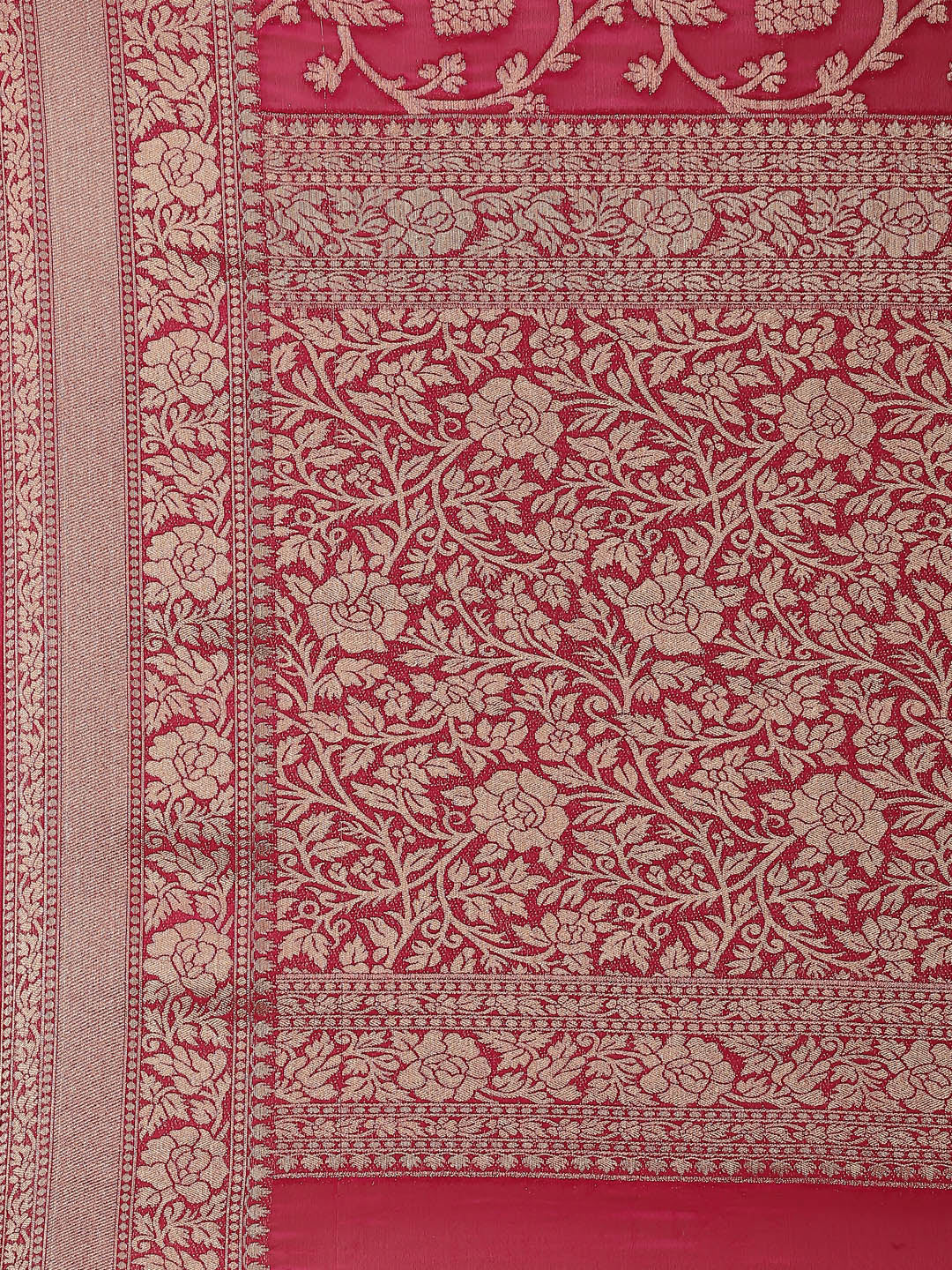 Floral Zari Jaal Chiffon Plain Saree