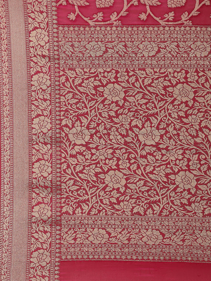 Floral Zari Jaal Chiffon Plain Saree