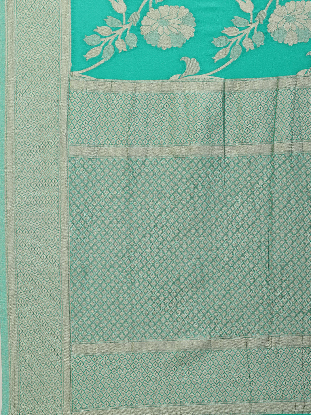 Floral Zari Jaal Crepe Plain Saree