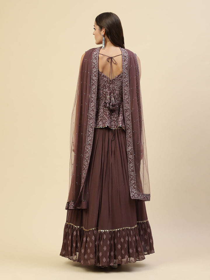 Resham Mirror Jaal Choli With Lehenga &amp; Net Dupatta