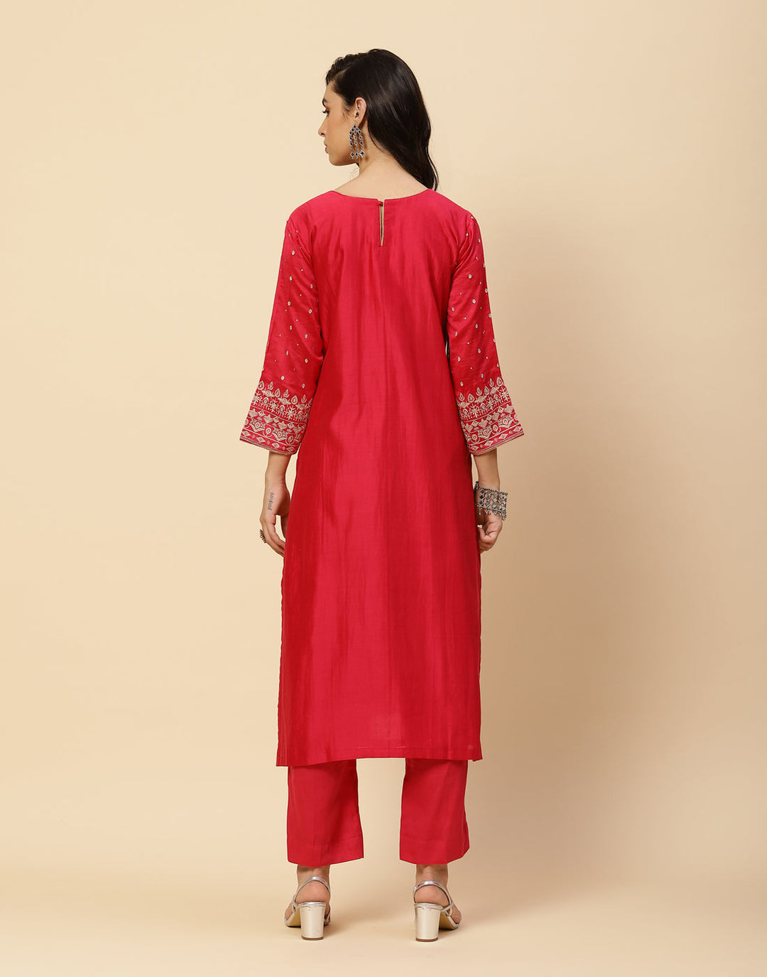 Embroidered Cotton Chanderi Salwar Kameez Stitched Suit With Chanderi Dupatta
