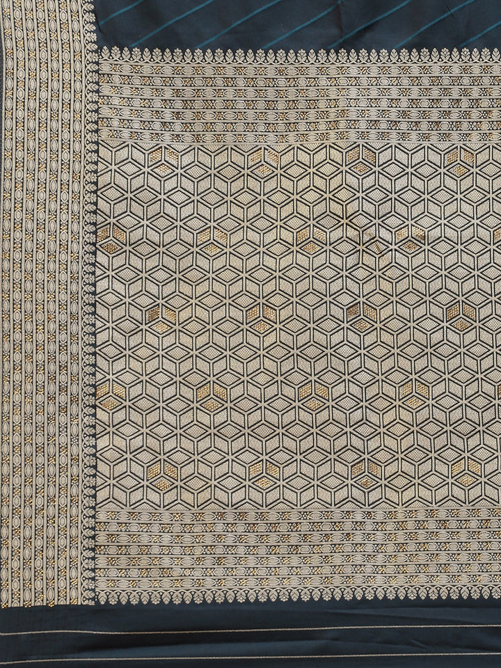 Stripes Stone Jaal Banarasi Woven Saree