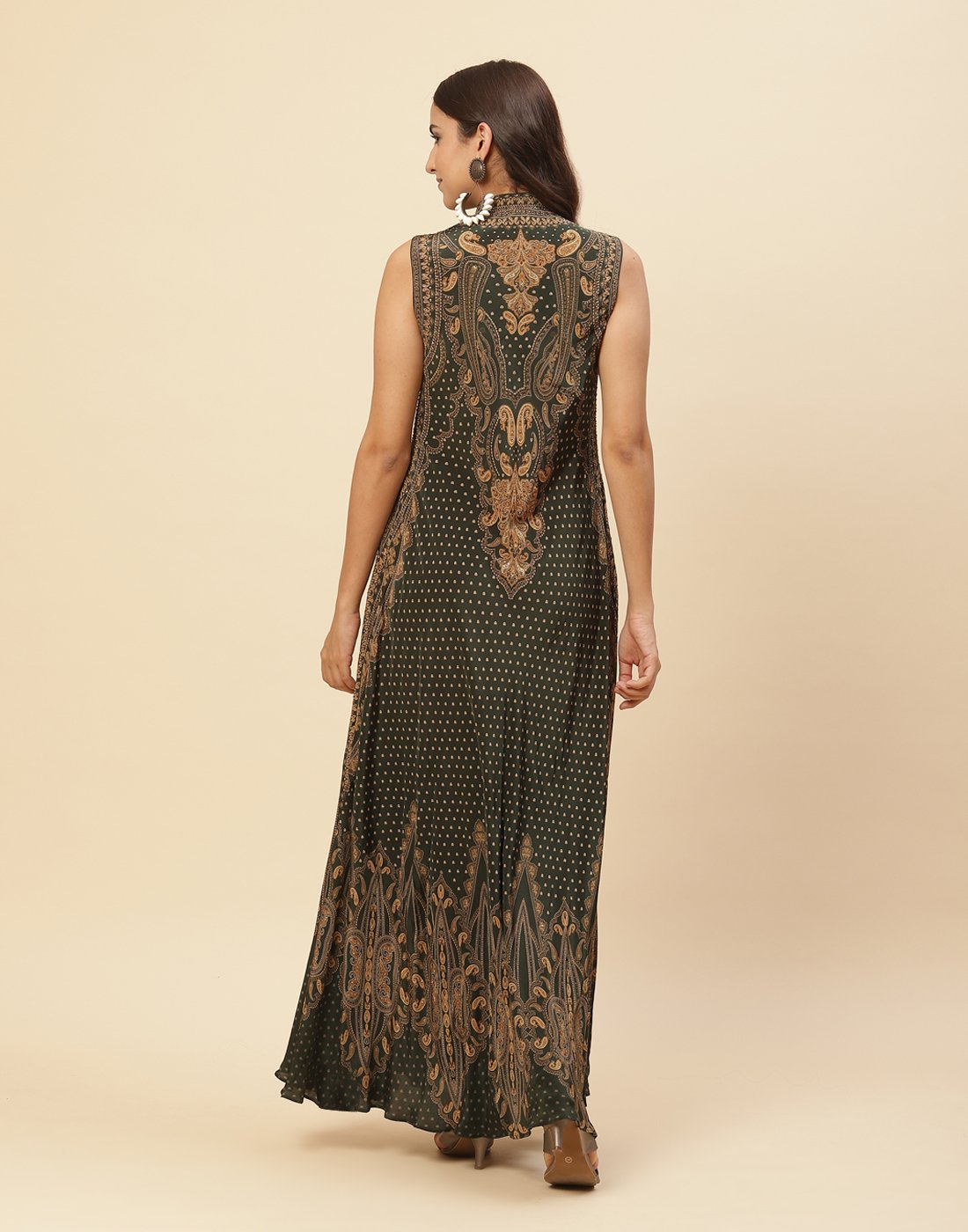 Digital Printed Crepe Gown