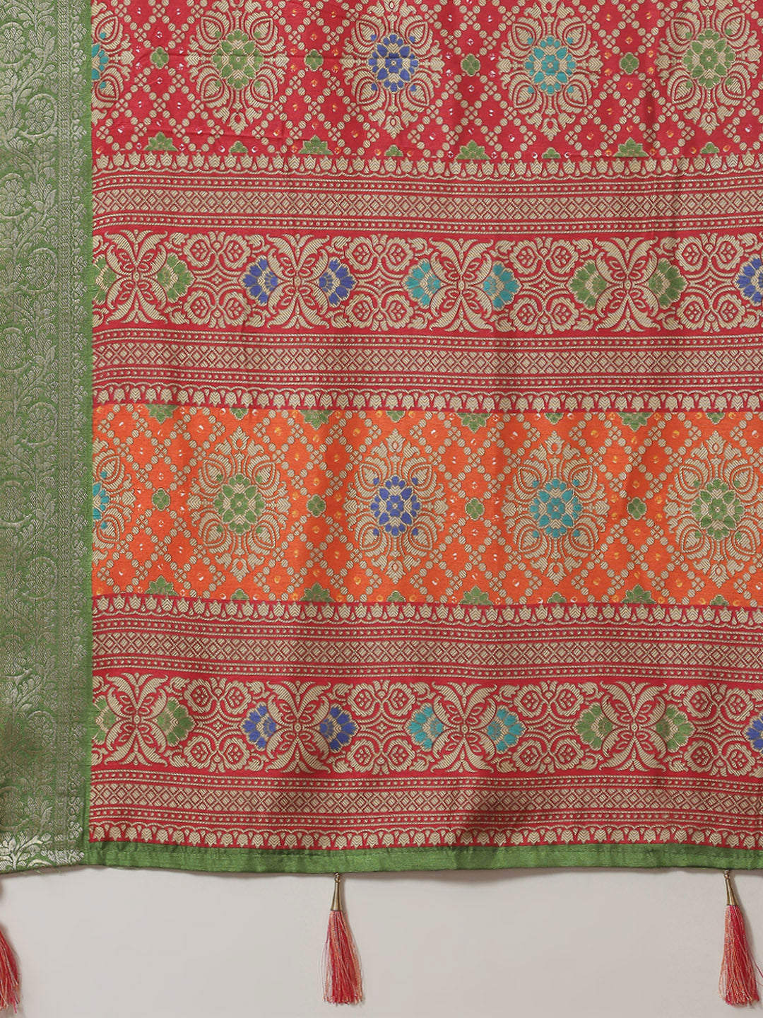 Zari Border Printed Handloom Saree
