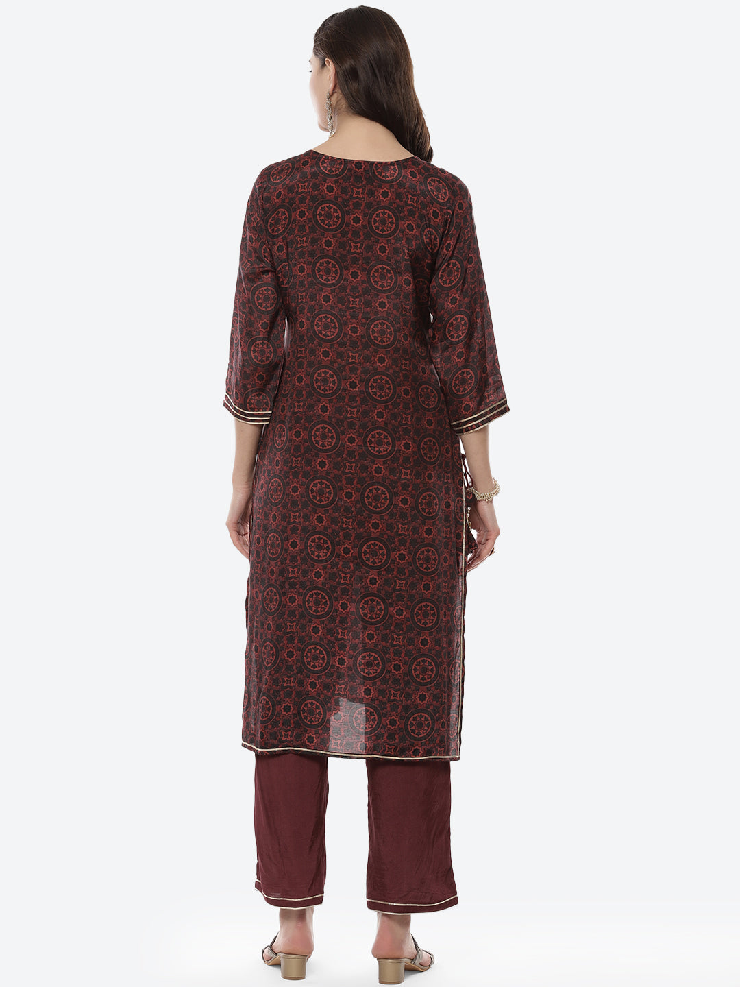 Block Printed Gota Patti Cotton Kurti With Pant