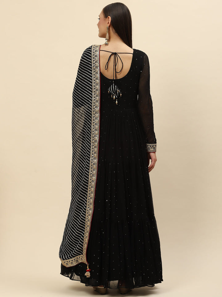 Resham Mirror Booti Georgette Kurta With Churidar &amp; Dupatta
