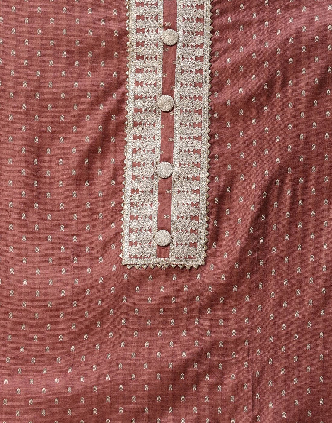 Chanderi Suit Piece With Embroidered Dupatta