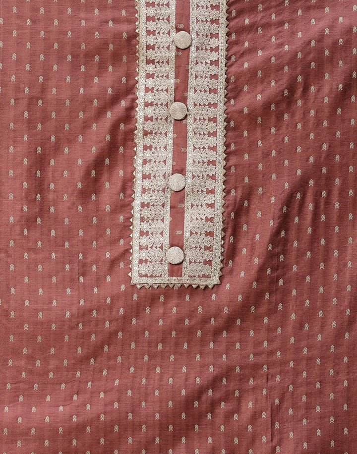 Chanderi Suit Piece With Embroidered Dupatta