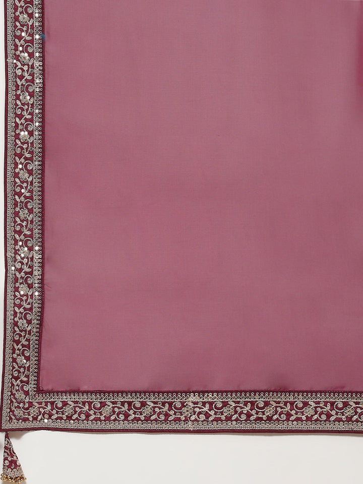 Plain &amp; Embroidered Border Organza Saree