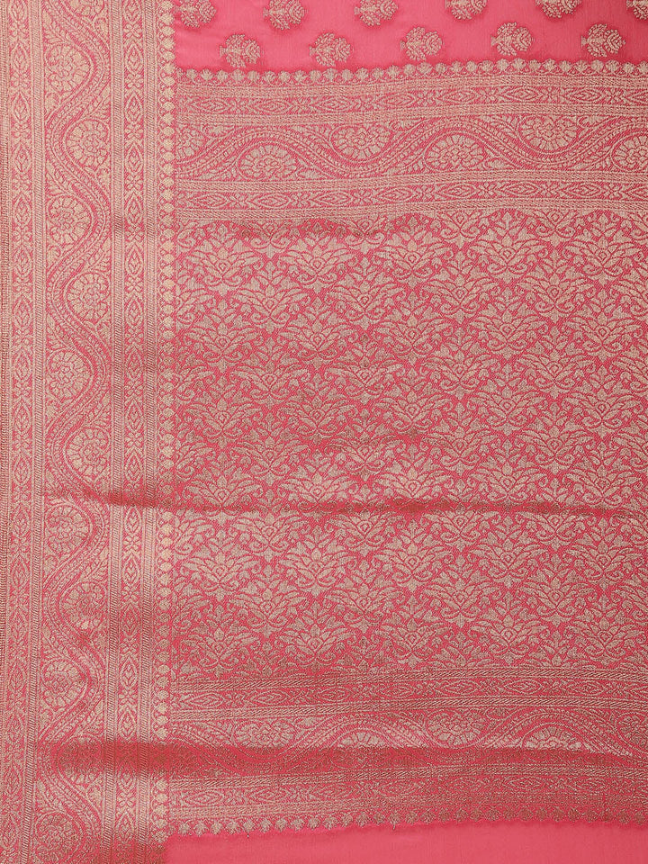 Zari Booti Crepe Plain Saree