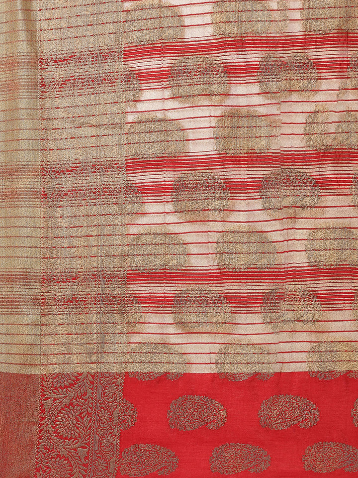 Zari Border Booti Art Handloom Woven Saree