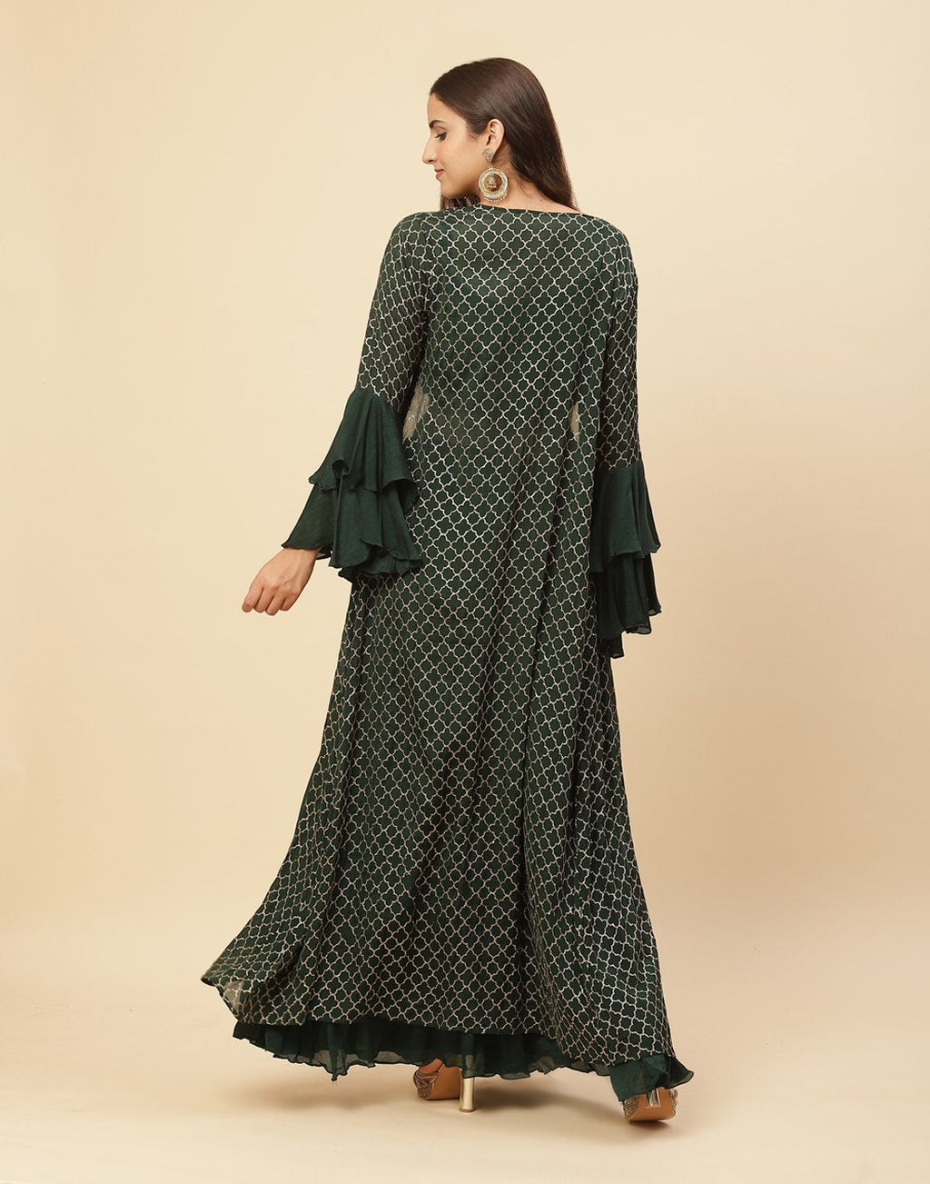 Zari Embroidered Art Crepe Salwar Kameez Stitched Suit With Jacket