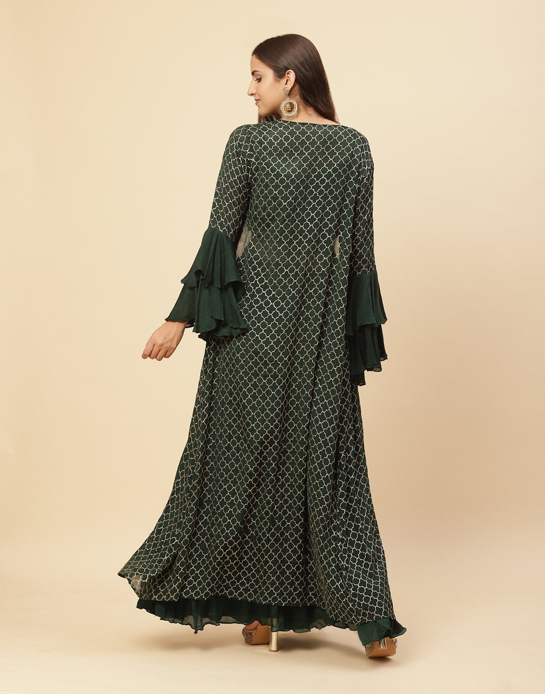 Zari Embroidered Art Crepe Salwar Kameez Stitched Suit With Jacket