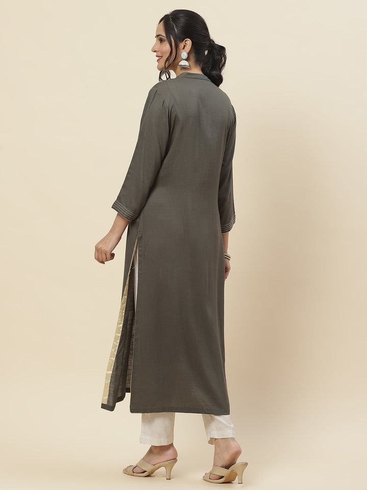 Neck Embroidered Cotton Kurta