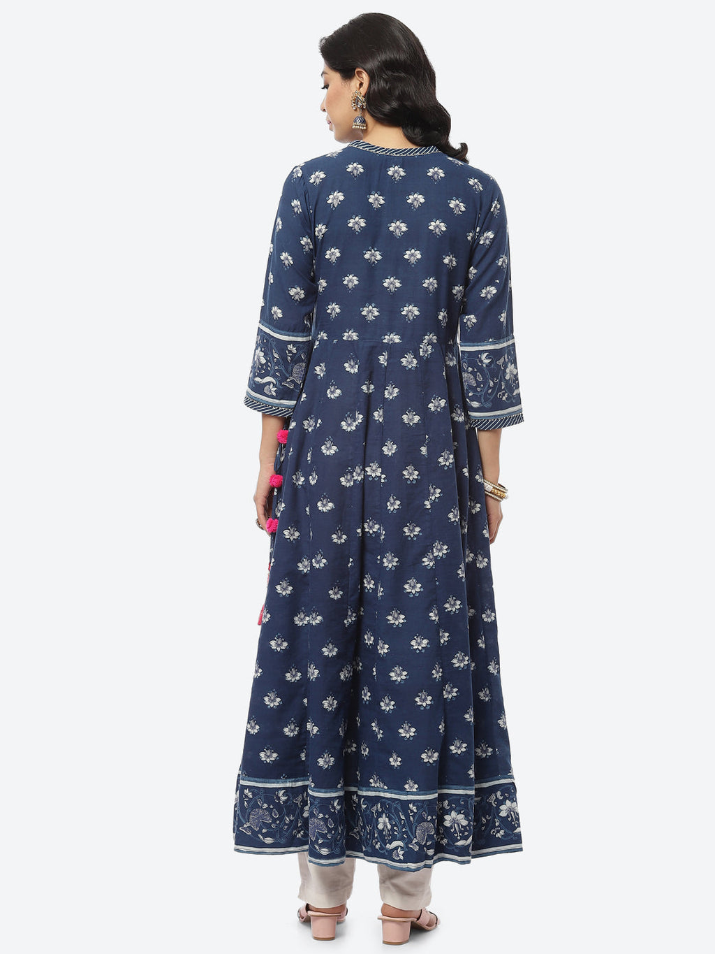Floral Printed Cotton Angrakha Kurti