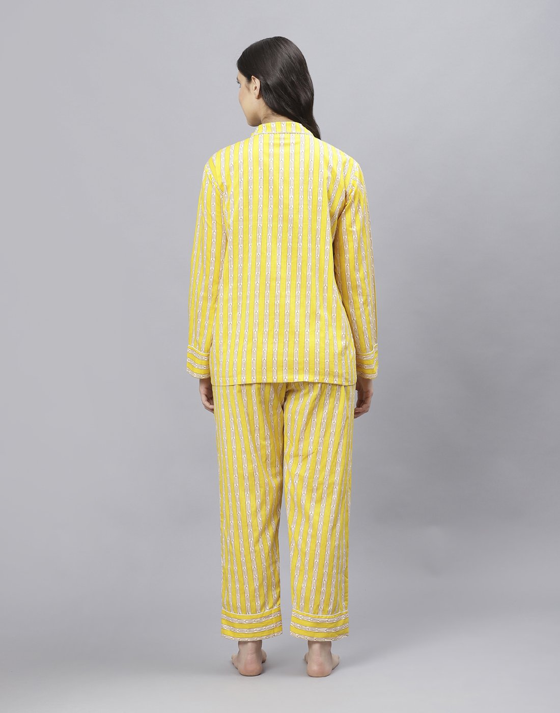 Yellow Cotton Printed Comfort Wear