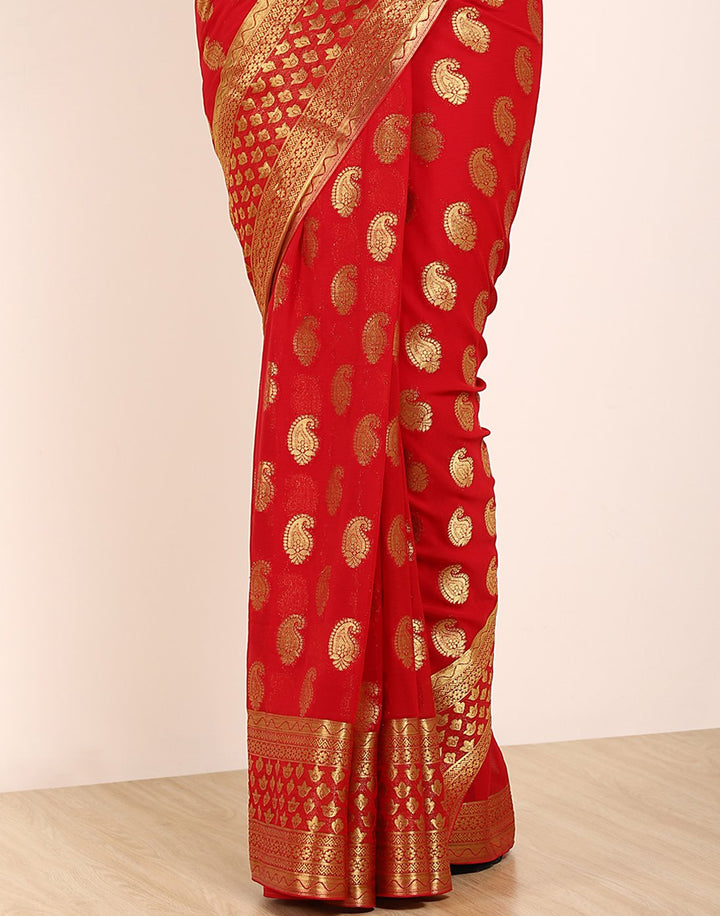 Red Art Chiffon Saree