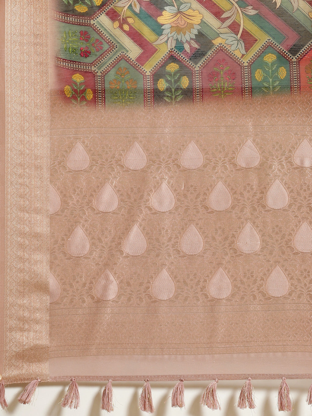 Floral Digital Printed Banarasi Pallu Cotton Chanderi Saree