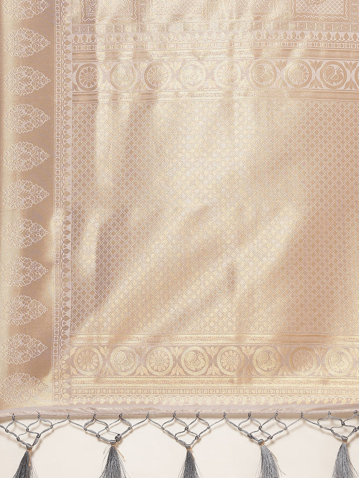 Brocade Zari Jaal Art Handloom Saree with Running blouse