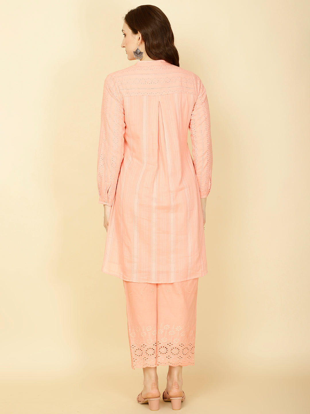 Plain Woven Cotton Kurta With Pants
