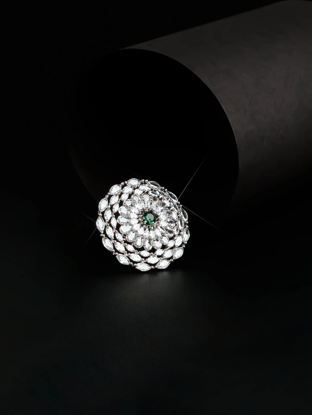 Silver Toned AD Stone Ring