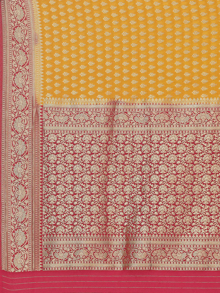 Zari Booti Crepe Plain Saree