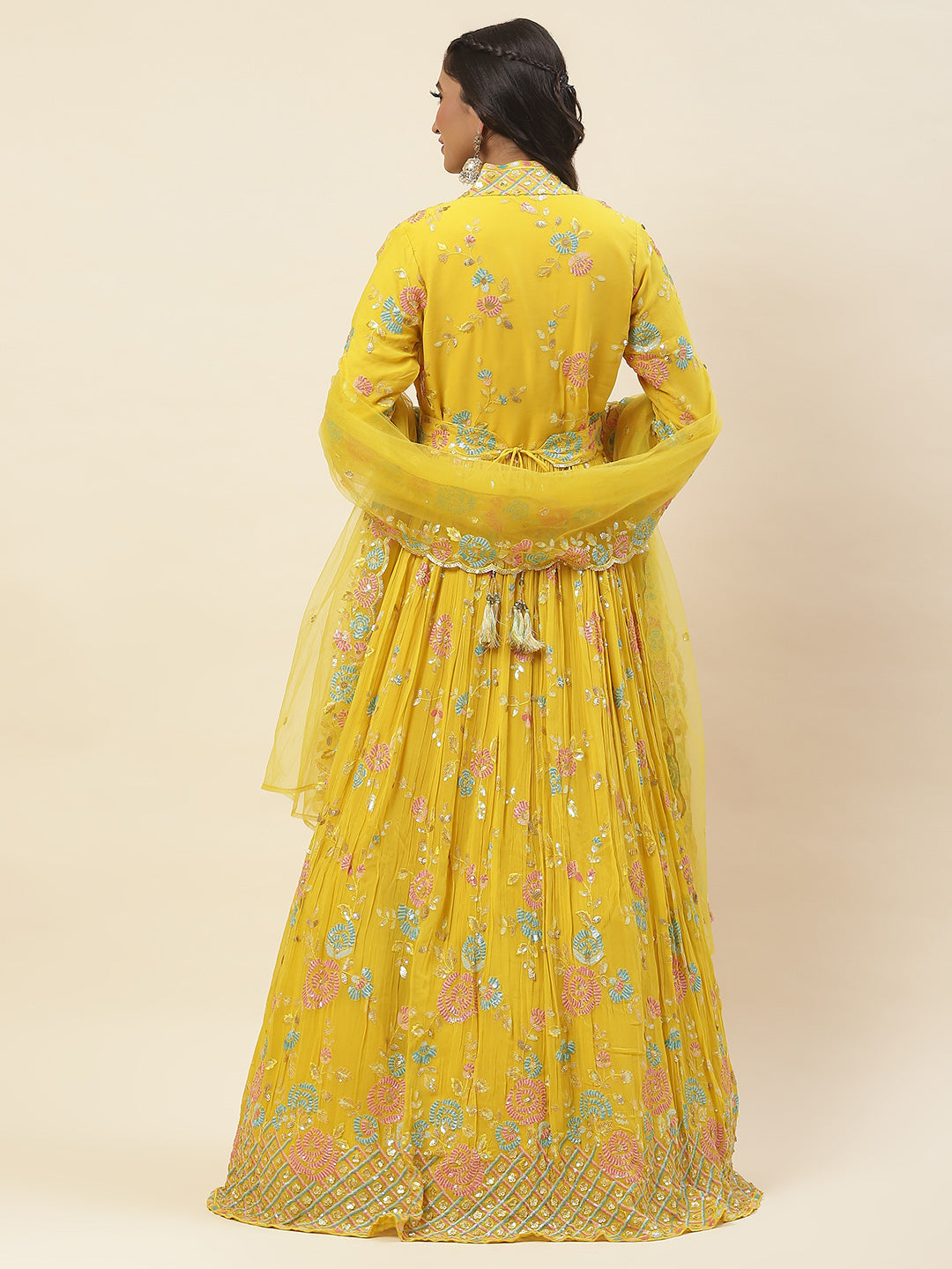All Over Sequence Georgette Anarkali Kurta With Churidar &amp; Dupatta