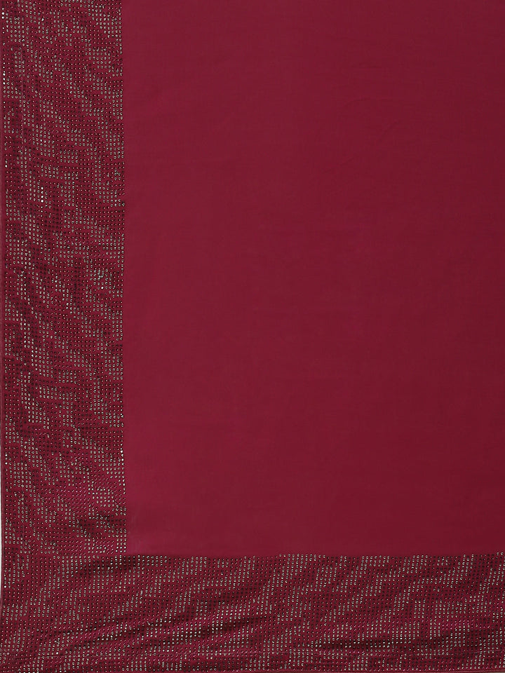 Embroidered Border Booti Satin Saree