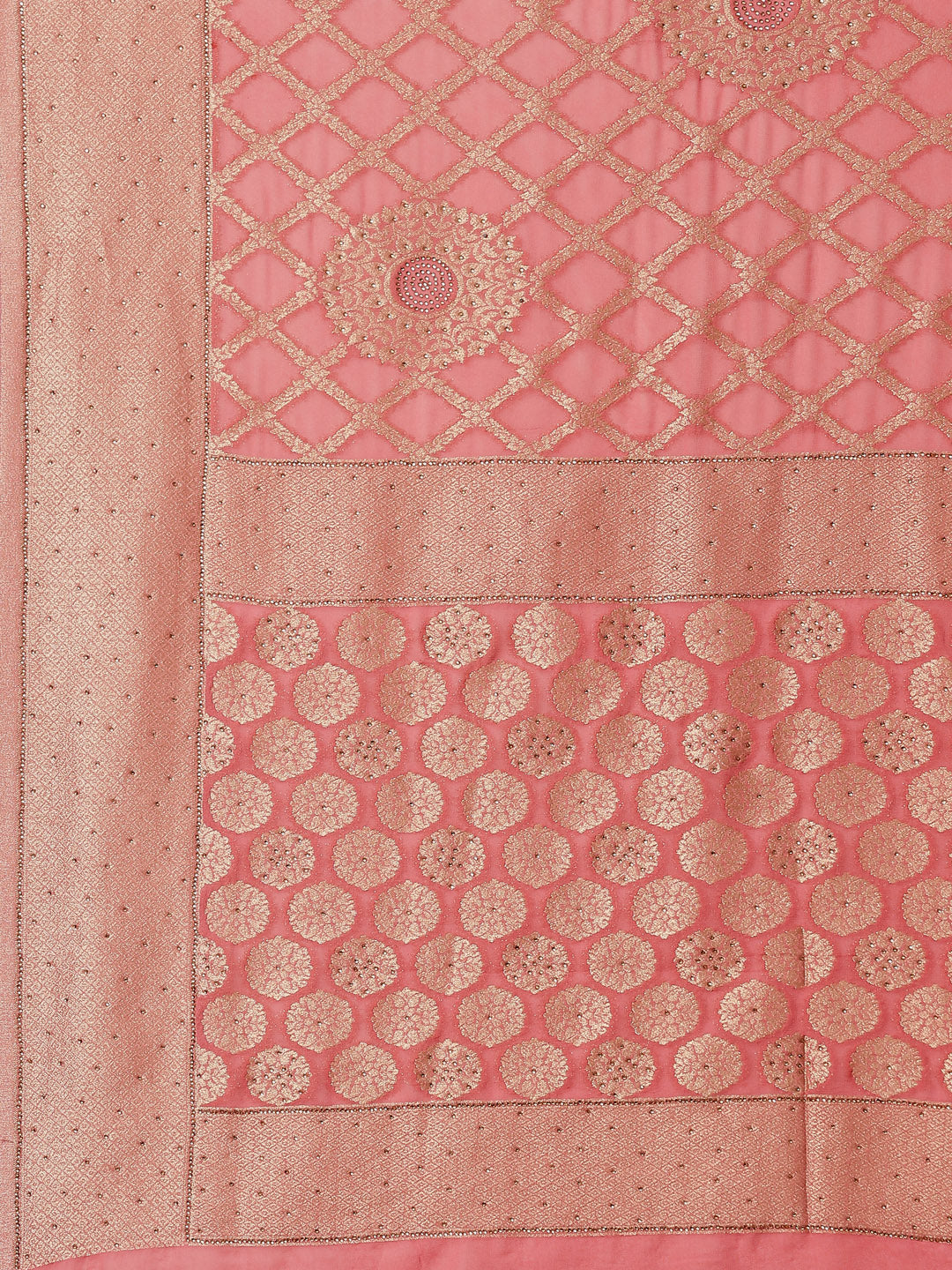 Zari Jaal Stone Art Georgette Plain Saree