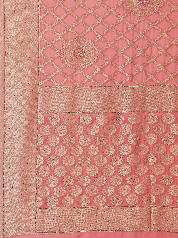 Zari Jaal Stone Art Georgette Plain Saree