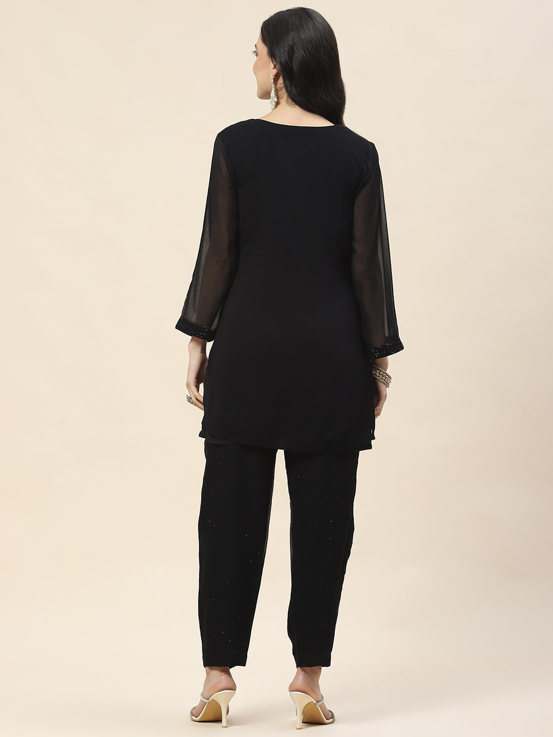 Swarovski Georgette Short Kurta With Pants