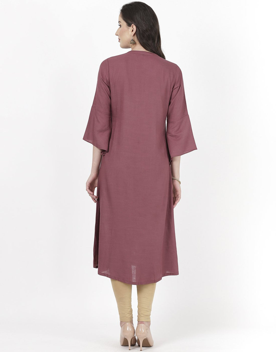 MBZ Meena Bazaar-Wine Cotton Kurti
