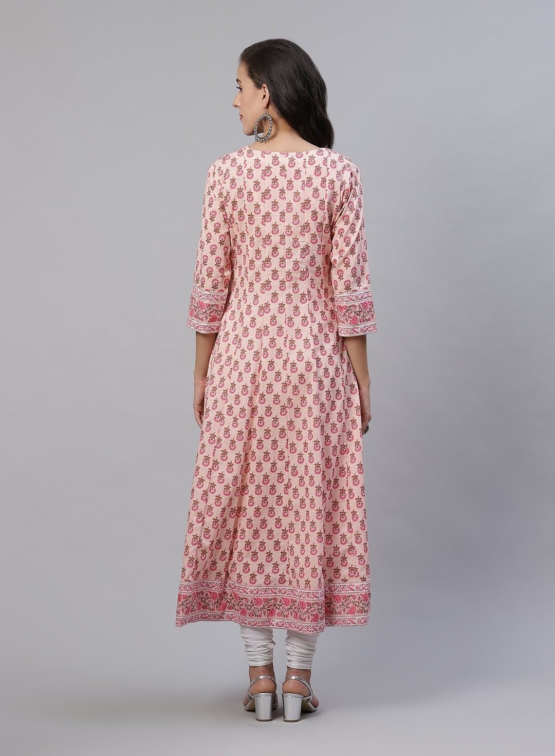 Printed Cotton Anarkali Kurti With Yoke Detail