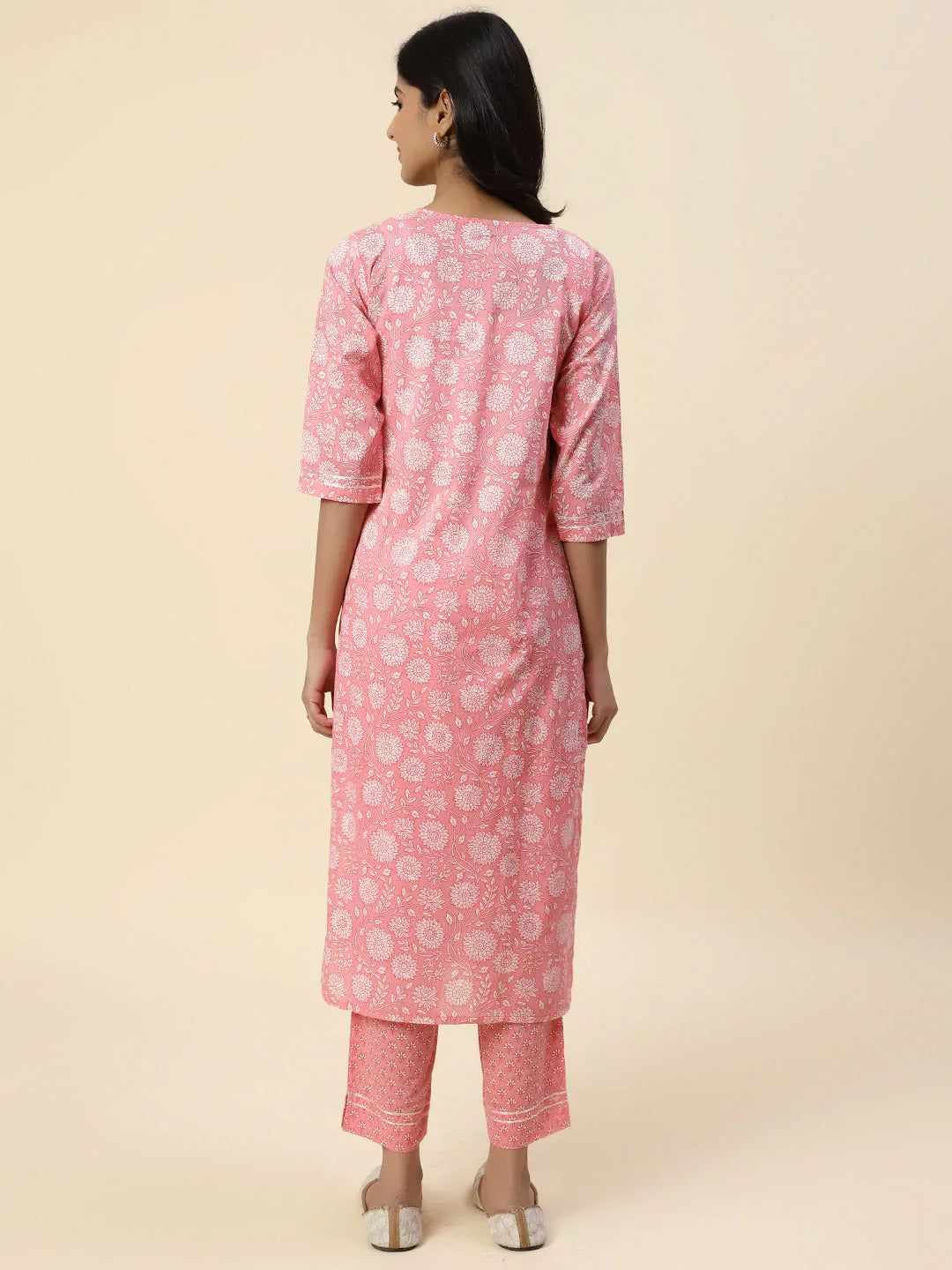 Floral Printed Cotton Kurta With Pants