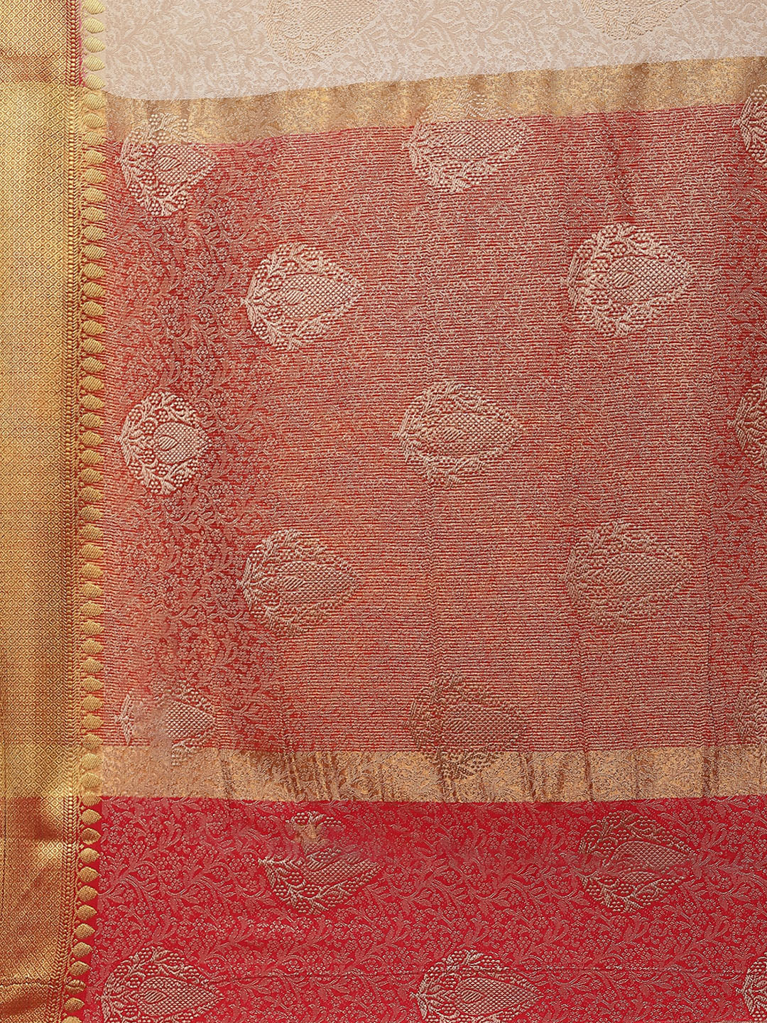 Zari Border Booti Art Handloom Woven Saree