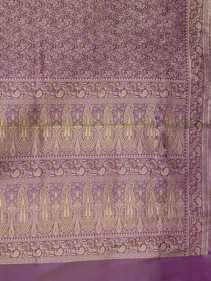 Lavender Woven Design Satan Resham Banarasi Saree