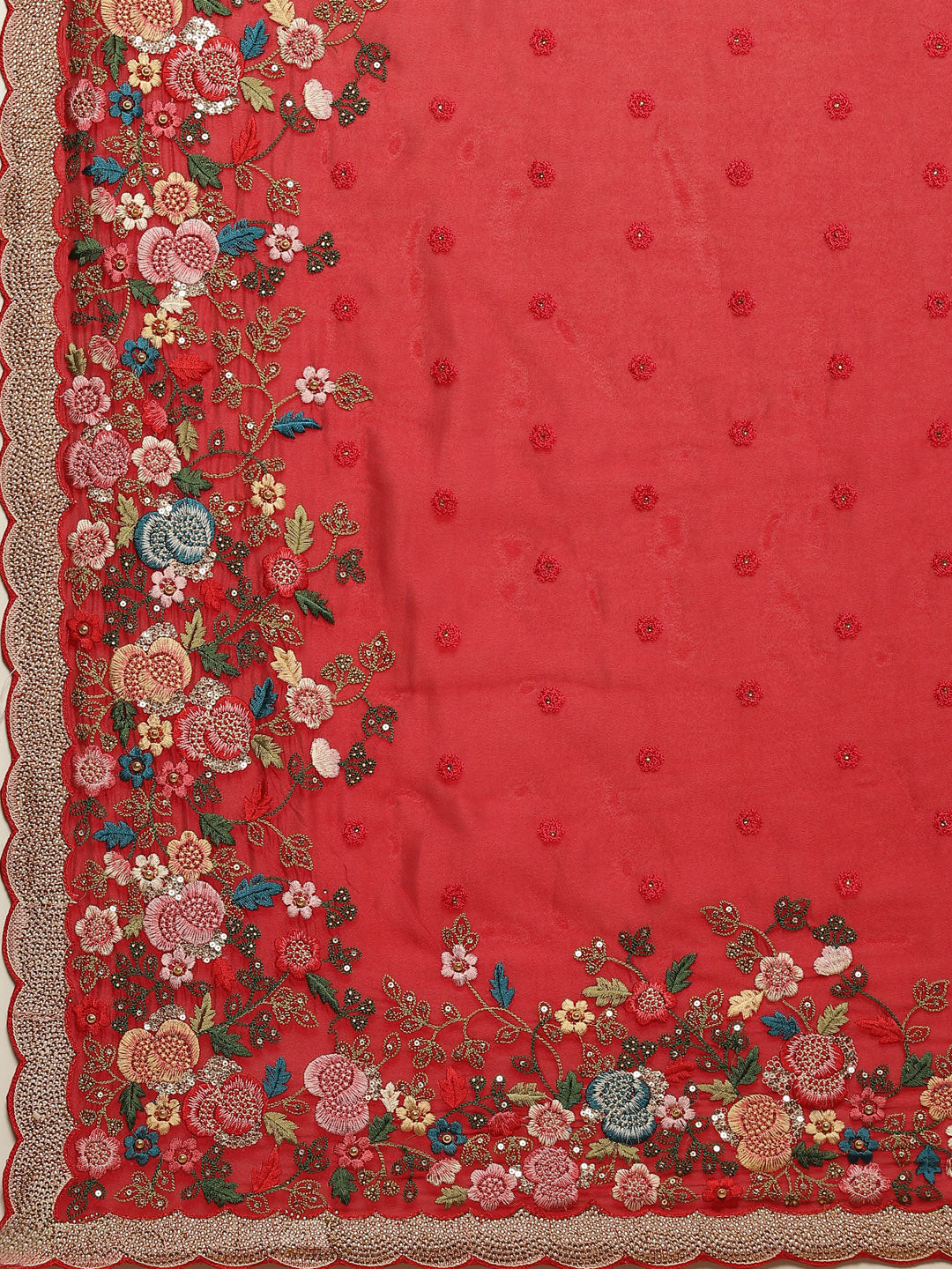 Resham Border Embroidered Georgette Saree