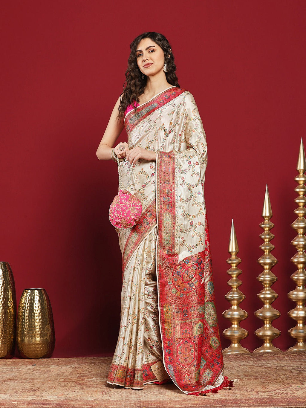 Woven Design Satin Saree