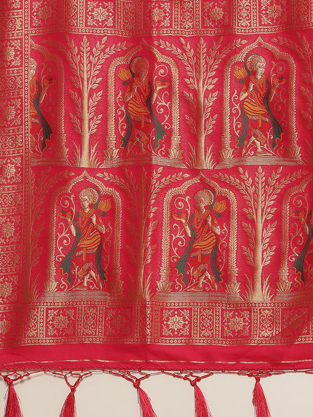 Bandhez Art Handloom Saree With Zari Jaal Border
